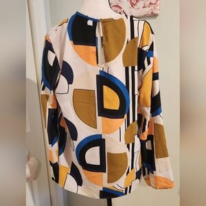 Geometric Print Women's Blouse - Multicolor